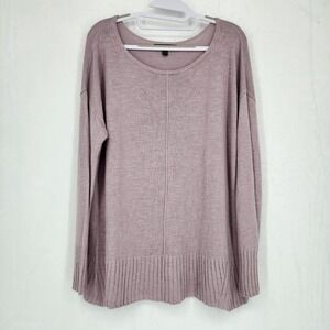 Banana Republic Rose Mauve Ramie Rayon Knit Sweater Large L Ribbed Trim Seam